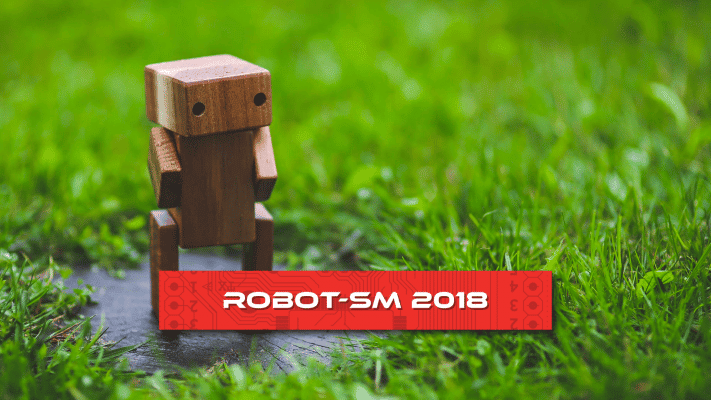 little wooden robot on grass