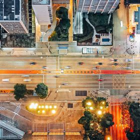 city seen from above at night