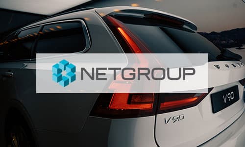 back side of a volvo with the netgroup logo in front