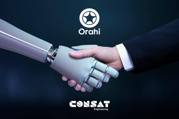 human and robot shaking hands